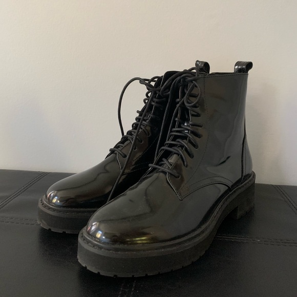 Princess Polly (Faux) Leather Boots Lace Up with Zipper - Picture 1 of 2